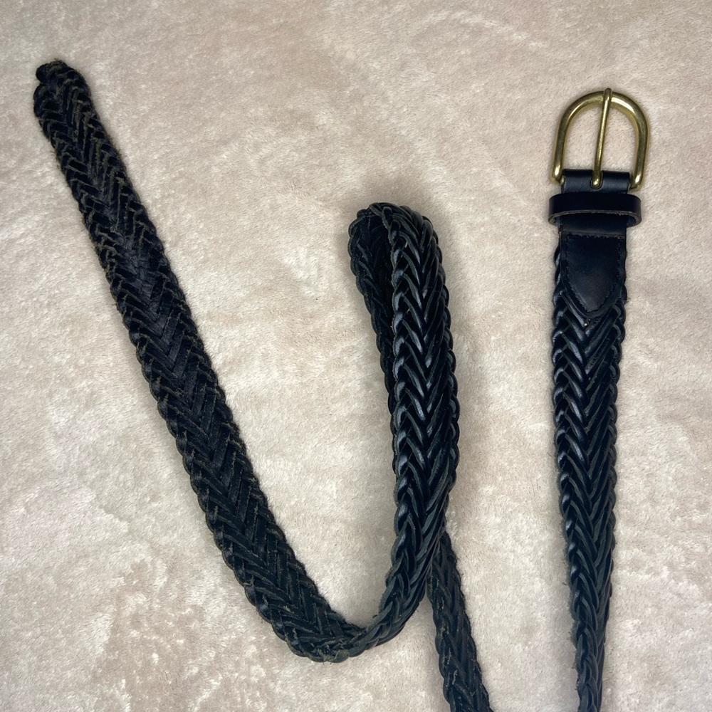 Black Braided Leather Belt